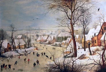 Talvimaisema lintuloukun kanssa, 1601